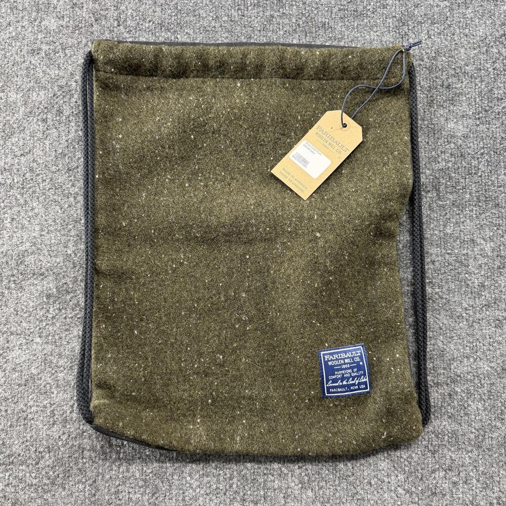 Faribault Woolen Mill Olive 18" Cinch Pack Backpack Canvas Back Made USA Men
